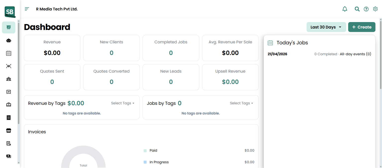 Full dashboard view with sidebar, top nav, and main content highlighted