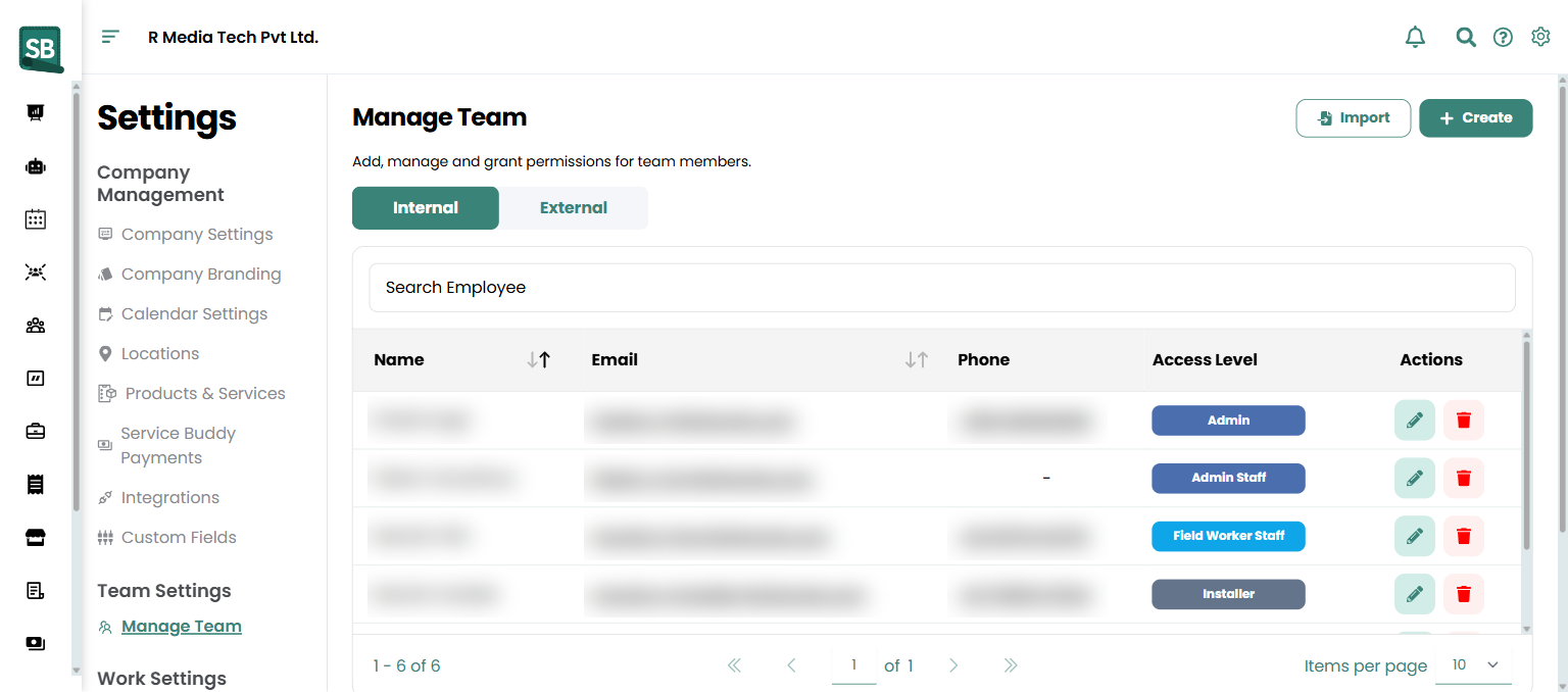 Manage Commissions modal with rate field, effective date, and save button